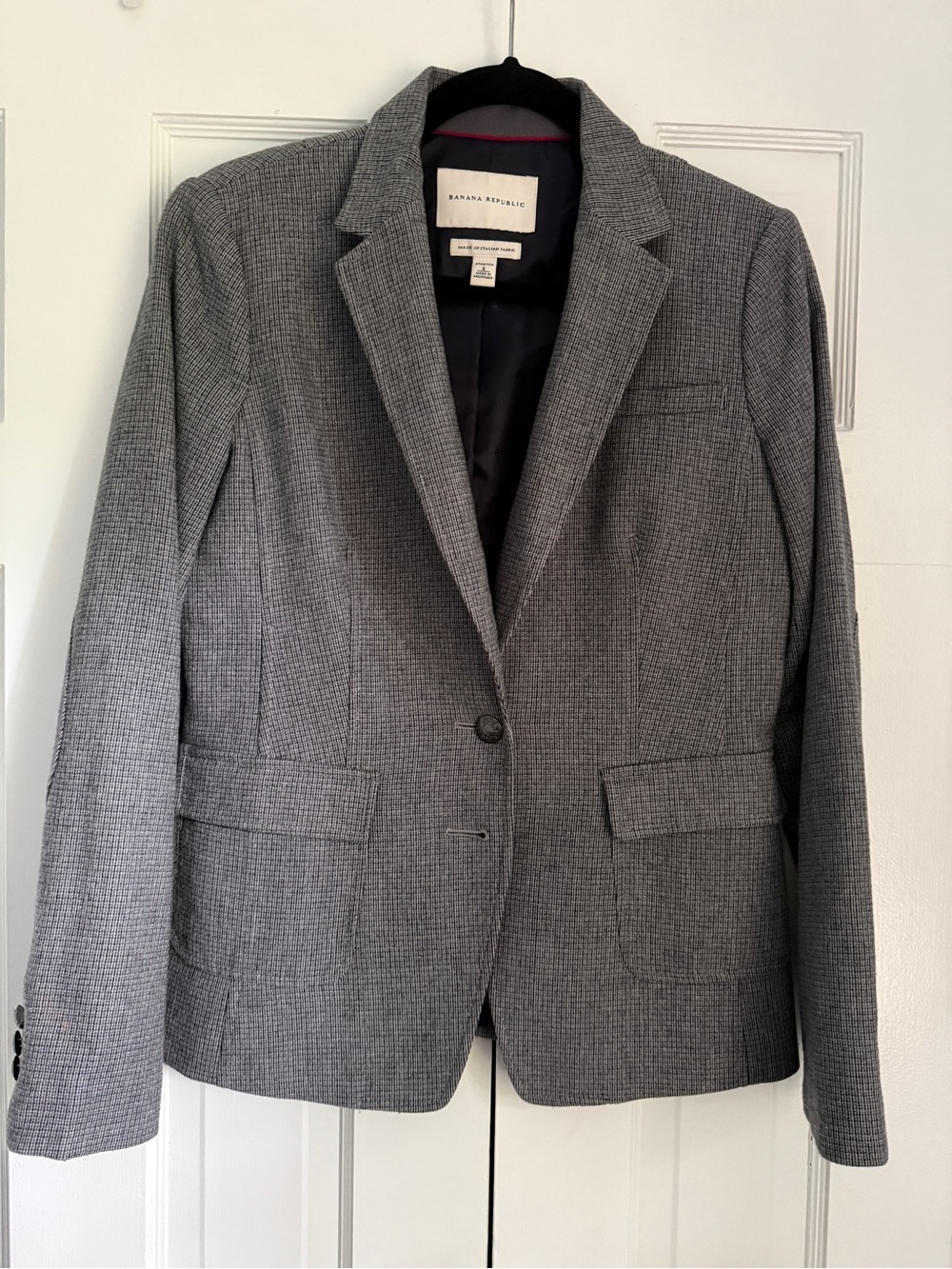 Banana Republic Gray Houndstooth Single-Button Blazer